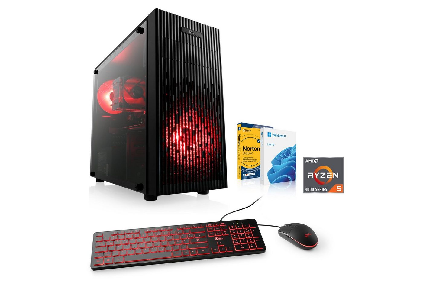 CSL Levita L8510 Gaming-PC (AMD Ryzen 5 4500, GeForce RTX 3060, 16 GB RAM, 500 GB SSD, Luftkühlung) von CSL