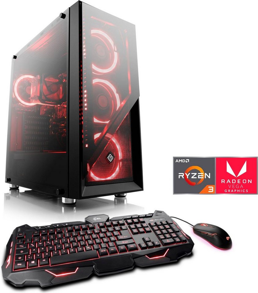 CSL Levitas T8112 Gaming-PC (AMD Ryzen 3 3200G, Radeon Vega 8, 16 GB RAM, 1000 GB SSD, Luftkühlung) von CSL