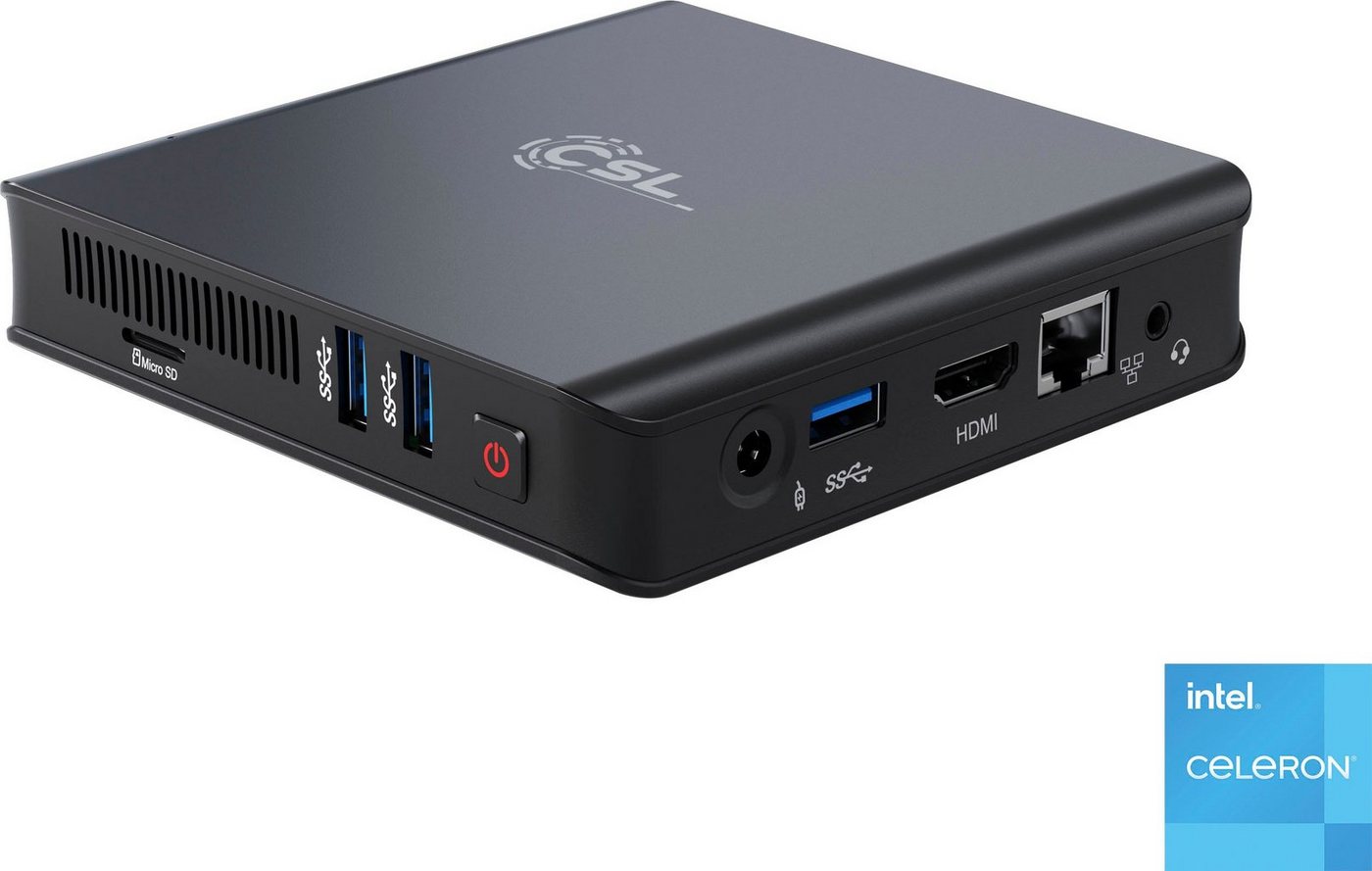 CSL Narrow Box Ultra HD Compact v5 Mini-PC (Intel® Celeron N5100, Intel® UHD Graphics, 4 GB RAM, 1000 GB SSD, passiver CPU-Kühler) von CSL