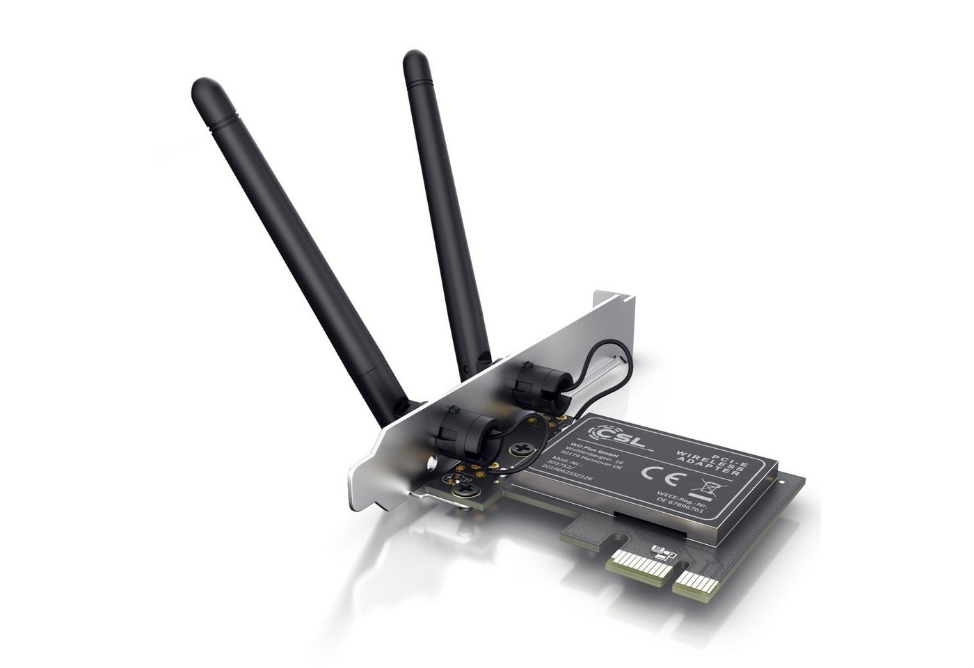 CSL Netzwerk-Adapter, WLAN Netzwerkkarte 2,4 Ghz PCIe, 300 Mbit/s WiFi Karte mit Antenne von CSL