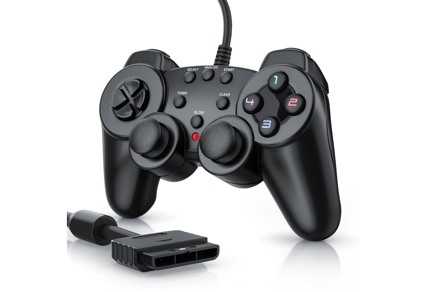 CSL PlayStation-Controller (1 St., PS2 Gamepad mit Dual Vibration (Rumble Effekt), Präzision & Komfort) von CSL