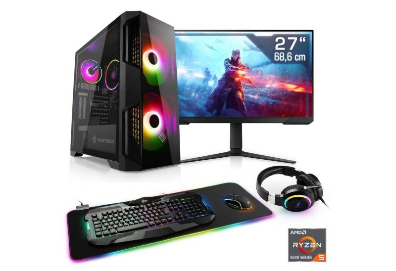 CSL RGB Edition V28715 Gaming-PC-Komplettsystem (27", AMD Ryzen 5 5600G, AMD Radeon Graphics, 16 GB RAM, 1000 GB SSD) von CSL