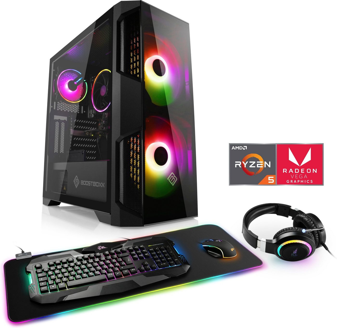 CSL RGB Gaming Edition L8411 Gaming-PC (AMD Ryzen 5, Radeon Vega 11, 16 GB RAM, 1000 GB SSD, Luftkühlung) von CSL