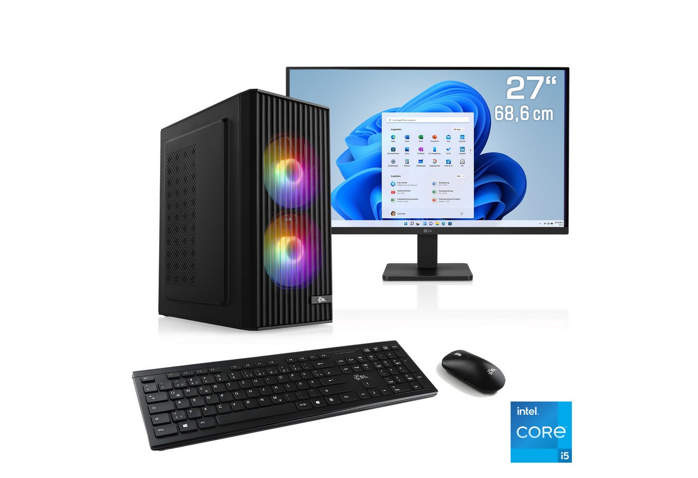 CSL Spectrum V25102 PC-Komplettsystem (27", Intel® Core i5 12400, 32 GB RAM, 1000 GB SSD) von CSL