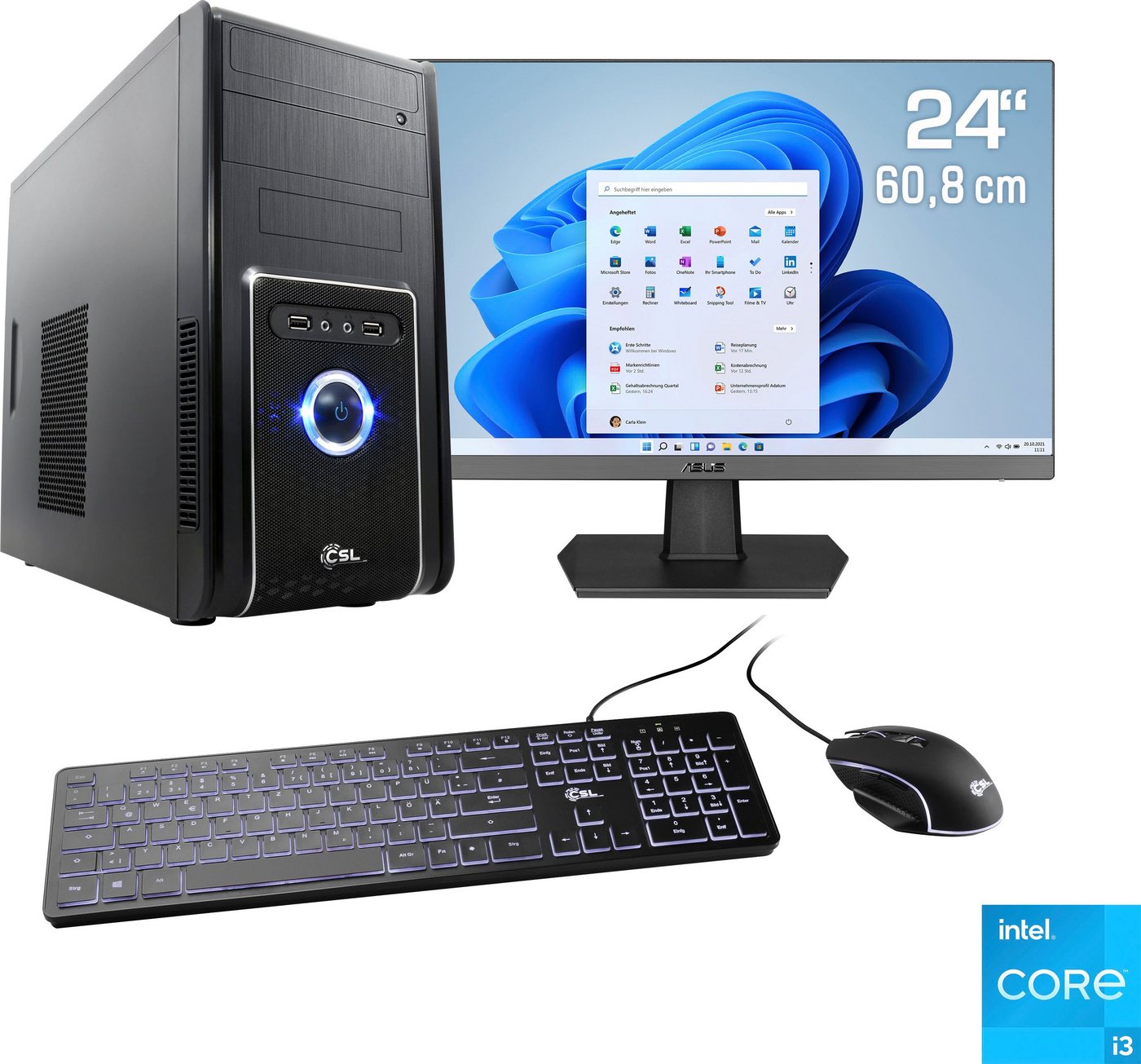 CSL Speed V25816 PC-Komplettsystem (24, Intel® Core i3 12100, Intel UHD Graphics 730, 8 GB RAM, 500 GB SSD, 1-tlg)" von CSL