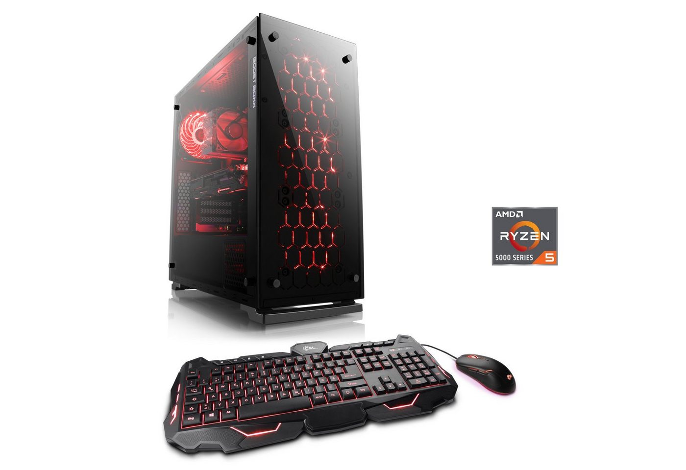 CSL Sprint V26110 Gaming-PC (AMD Ryzen 5 5600, NVIDIA GeForce RTX 4070, 16 GB RAM, 1000 GB SSD, Luftkühlung) von CSL