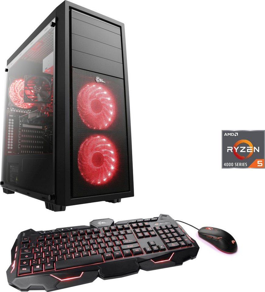 CSL Sprint V28112 Gaming-PC (AMD Ryzen 5 4500, AMD Radeon RX 6400, 16 GB RAM, 1000 GB SSD, Luftkühlung) von CSL