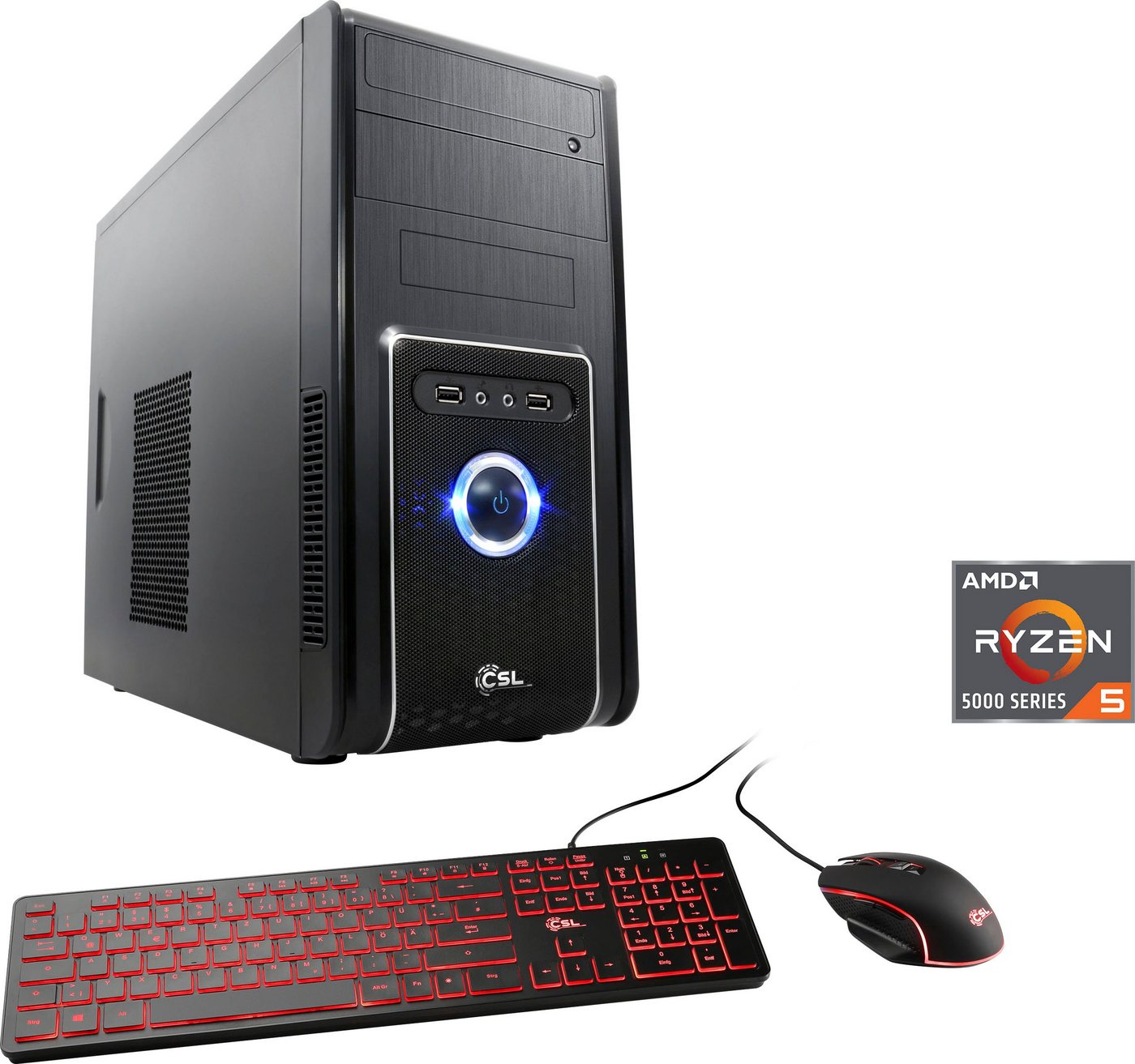 CSL Sprint V28133 PC (AMD Ryzen 5 5600G, Radeon Graphics, 16 GB RAM, 1000 GB SSD, Luftkühlung) von CSL