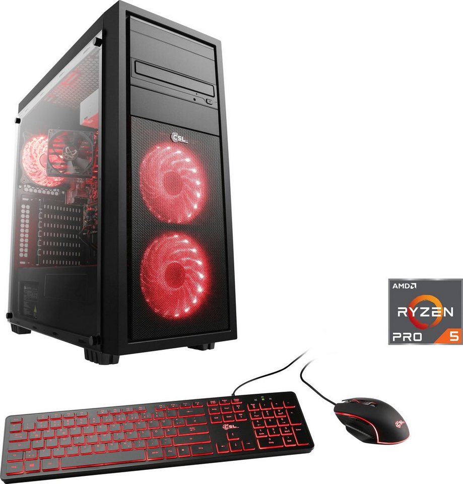 CSL Sprint V28316 Gaming-PC (AMD Ryzen 5 PRO 4650G, AMD Radeon Graphics, 32 GB RAM, 1000 GB SSD, Luftkühlung) von CSL