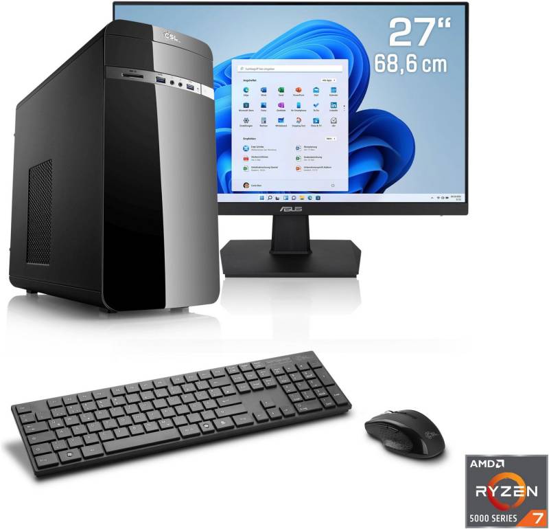 CSL Sprint V28519 Gaming-PC-Komplettsystem (27", AMD Ryzen 7 5700G, AMD Radeon Graphics, 16 GB RAM, 1000 GB SSD) von CSL