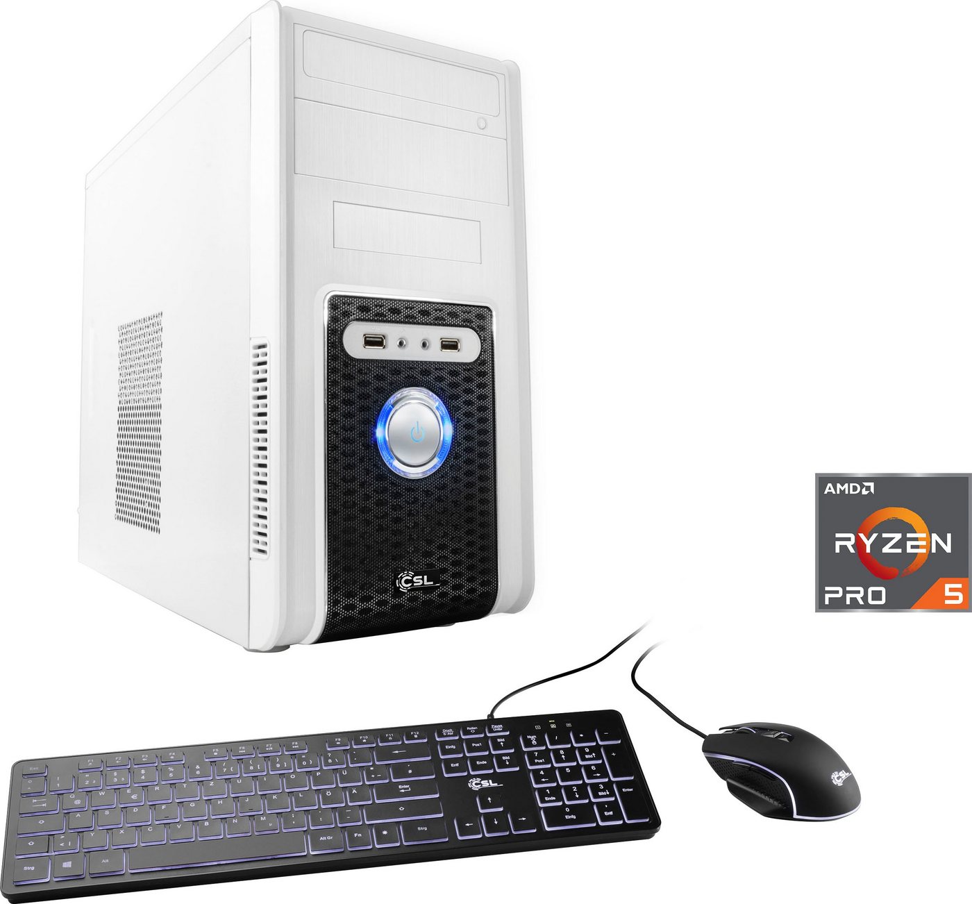 CSL Sprint V28880 PC (AMD Ryzen 5 Pro 4650G, Radeon Graphics, 8 GB RAM, 500 GB SSD, Luftkühlung) von CSL