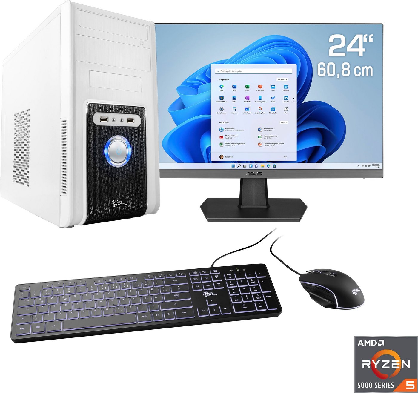 CSL Sprint V28885 Gaming-PC-Komplettsystem (24, AMD Ryzen 5 5600G, AMD Radeon Graphics, 8 GB RAM, 500 GB SSD)" von CSL