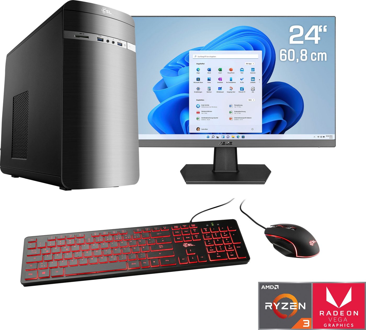 CSL Sprint V28988 Gaming-PC-Komplettsystem (24, AMD Ryzen 3 3200G, AMD Radeon Vega 8, 8 GB RAM, 500 GB SSD)" von CSL