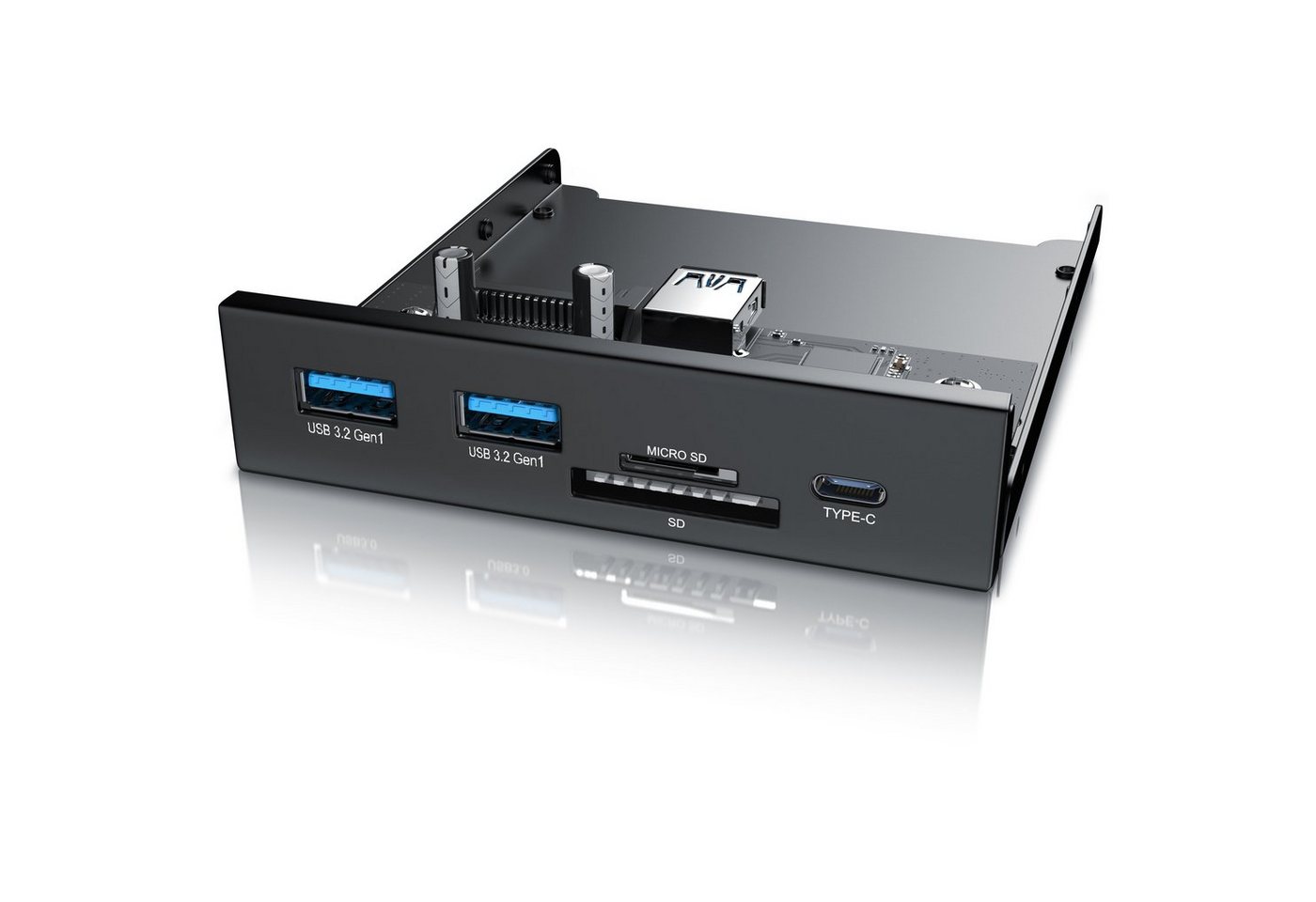 CSL USB 3.2 Gen.1 Front Panel aus Metall, Cardreader, Speicherkartenleser USB-Adapter, 55 cm, bis zu 5 Gbit/s, 2 x USB 3.0 Typ A + 1 x USB C + MicroSD + SD Slot CSL USB 3.2 Gen.1 Front Panel aus Metall, Cardreader, Speicherkartenleser USB-Adapter, 55 cm, bis zu 5 Gbit/s, 2 x USB 3.0 Typ A + 1 x USB C + MicroSD + SD Slot von CSL