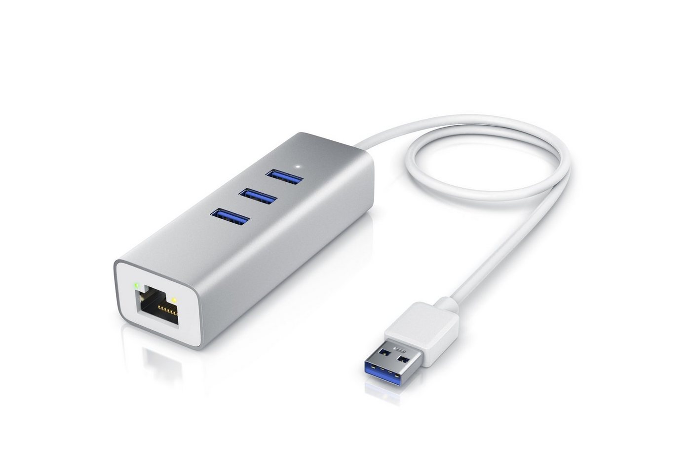 CSL USB-Adapter, 3-Port USB 3.2 Gen1 Verteiler inkl. Netzwerkadapter mit RJ45 Buchse von CSL