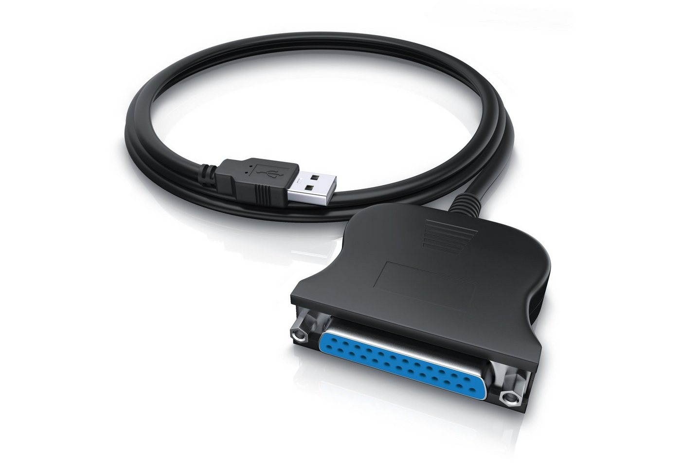 CSL USB-Adapter D-SUB DE 25 zu USB Typ A, 90 cm, USB A auf Parallel Adapter LPT 25 pol., Druckerkabel Adapterkabel von CSL