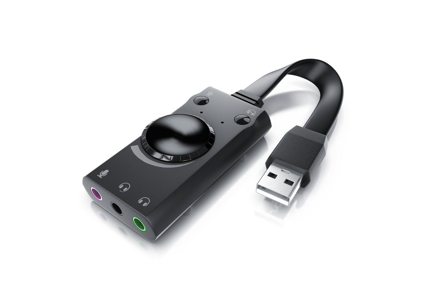 CSL USB-Soundkarte Surround Sound, mini externe USB Soundkarte mit Lautstärkenregelung von CSL