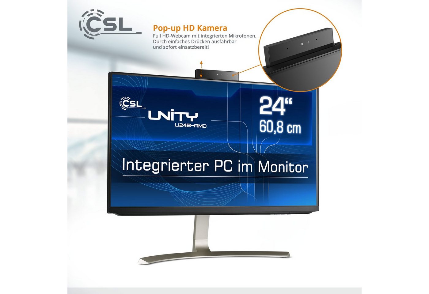 CSL Unity U24-AMD All-in-One PC (24 Zoll, AMD Ryzen 7 5700G, AMD Radeon Grafik, 64 GB RAM, 4000 GB SSD) von CSL