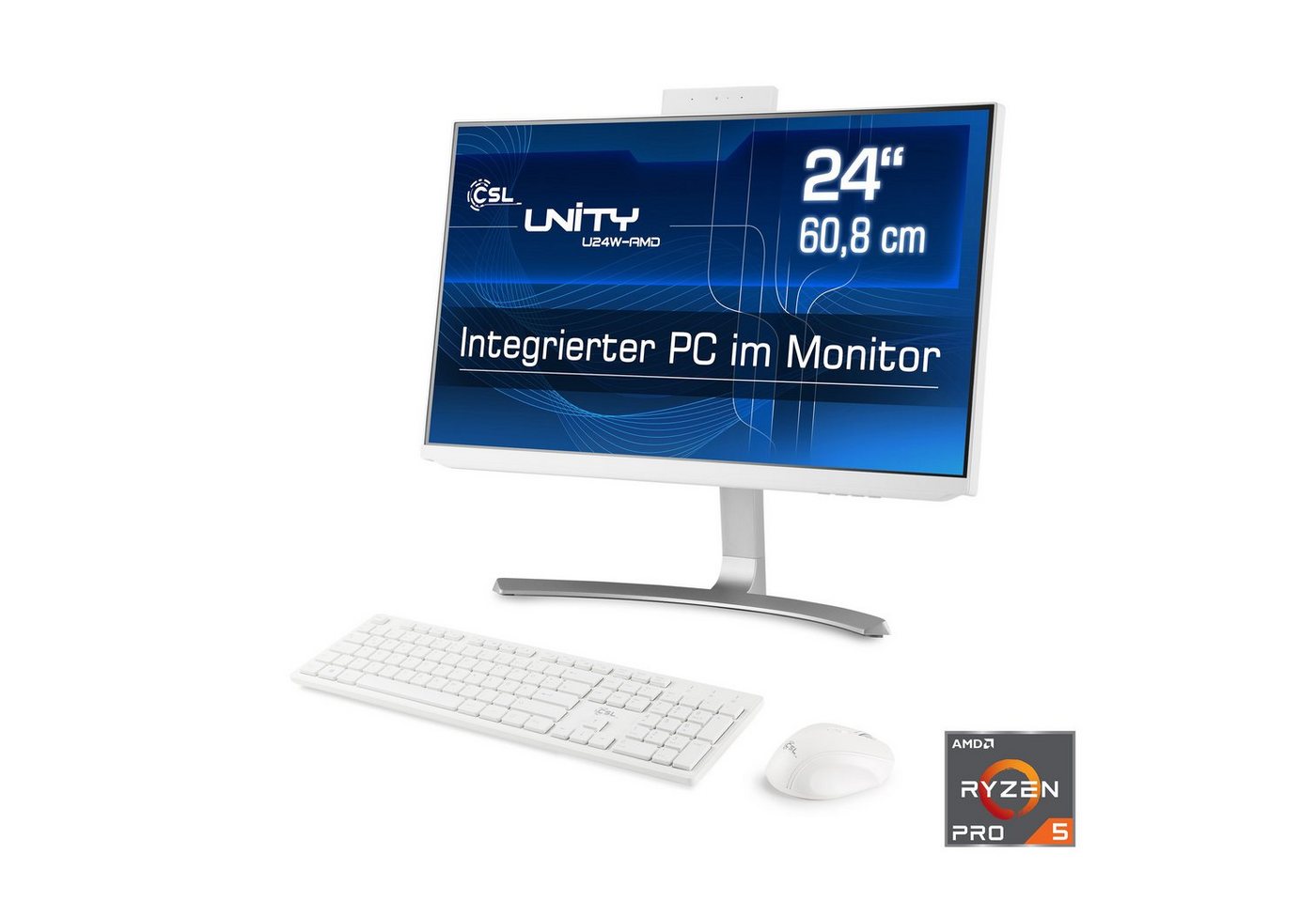 CSL Unity U24B-AMD / 5650GE / 1000 GB / 16 GB RAM / Win 11 All-in-One PC (24 Zoll, AMD Ryzen 5 Pro 5650GE, AMD Radeon Grafik, 16 GB RAM, 1000 GB SSD) von CSL