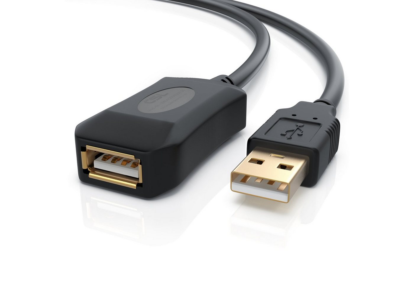 CSL Verlängerungskabel, 2.0, USB Typ A (500 cm), aktives Repeater Kabel / Verlängerung mit Signalverstärkung - 5m von CSL