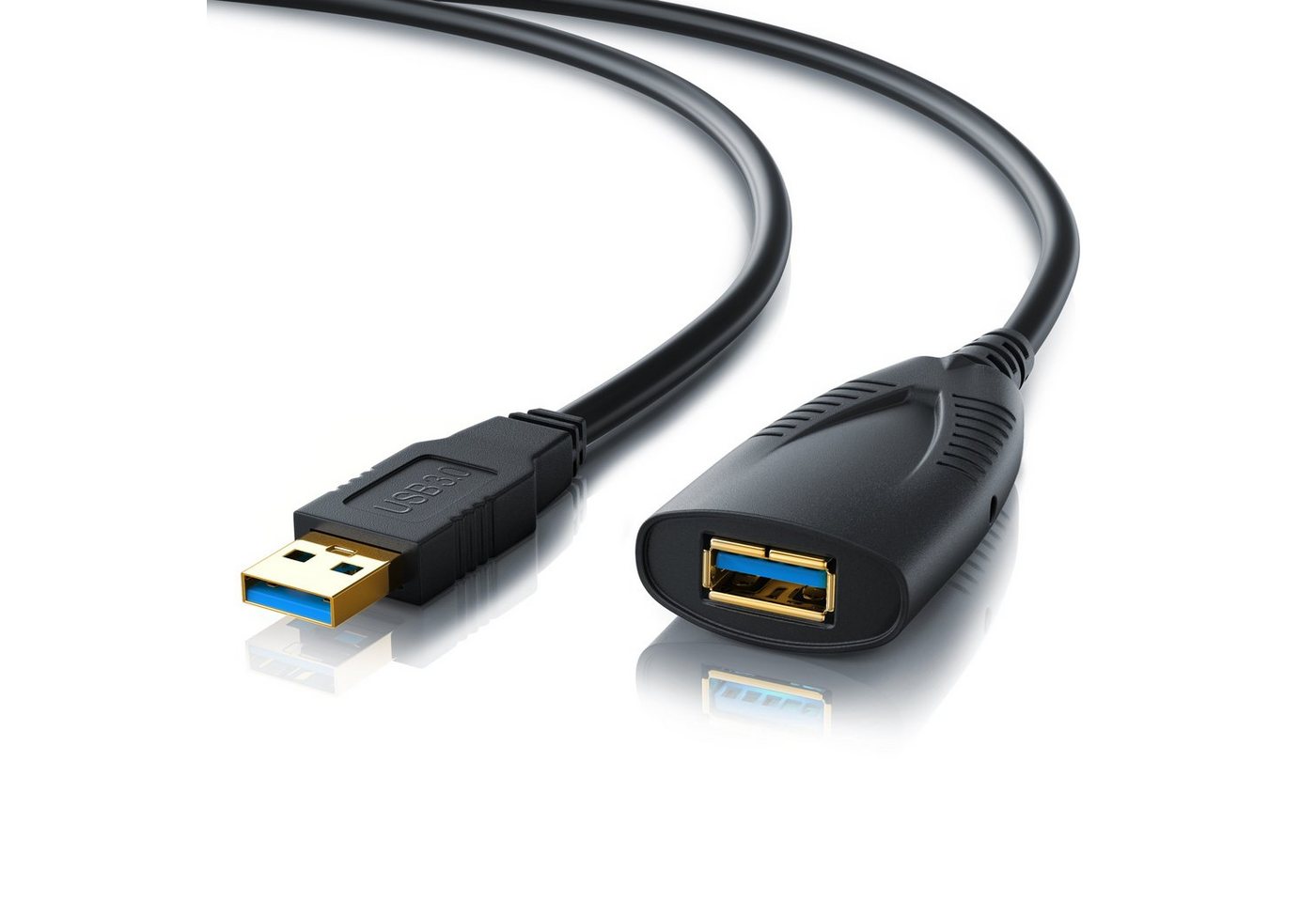 CSL Verlängerungskabel, USB 3.0 Typ A (500 cm), Aktives Repeater Kabel mit Signalverstärkung - 5m von CSL