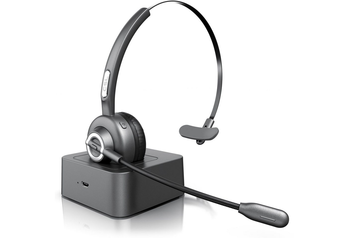CSL Wireless-Headset (Bluetooth, Mono, Bluetooth, Ladestation, Kopfhörer mit flexiblem Mikrofon) von CSL