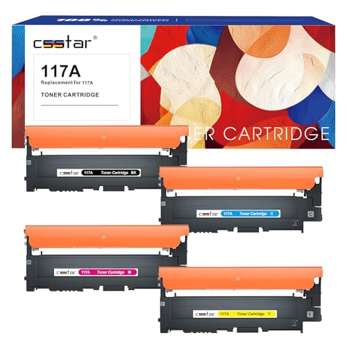 CSSTAR Lot de 4 Cartouches de Toner compatibles 117A Pour HP 117A/ W2070A/ W2071A/ W2072A/ W2073A/ Color Laser MFP 179fwg/ 178nwg/ 150a/ 150nw/ 179fnw/ 178nw/ (Noir, Cyan, Jaune, Magenta, Avec puce) von CSSTAR