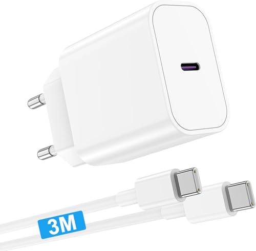 für iPhone 16 15 Ladegerät mit Ladekabel 3m, USB C auf C Schnellladekabel mit 20W USB C Schnellladegerät Adapter Stecker für iPhone 16 Pro Max/16 Pro/15 Pro/15 Plus,iPad Pro/Air für iPhone 16 15 Ladegerät mit Ladekabel 3m, USB C auf C Schnellladekabel mit 20W USB C Schnellladegerät Adapter Stecker für iPhone 16 Pro Max/16 Pro/15 Pro/15 Plus,iPad Pro/Air von CSXZCOON