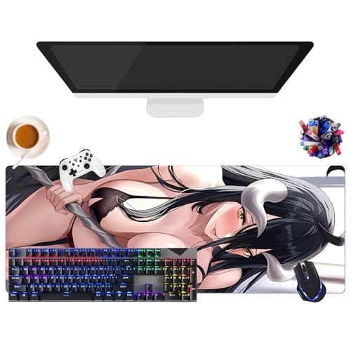 Albedo Anime-Mauspad, Overlord | Wasserdichtes Mauspad, extra groß, XL (31,5 x 11,8 x 0,12 Zoll) | rutschfeste Gummibasis für PC, Laptop, E-Sport | Schutz für Tastatur und Maus von CSYJYMCFX