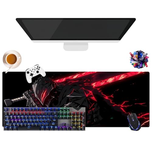 Anime Japanese Anime Berserk Mauspad | Extra großes wasserdichtes Mauspad XL (80 x 30 x 30 x 3 cm) | rutschfeste Gummibasis für PC, Laptop, e-Sport | Clavi-Schutz von CSYJYMCFX