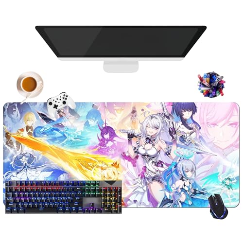 Honkai Impact Gaming-Mauspad, extra groß, XL (35,4 x 15,7 x 0,12 Zoll), für Büro, Studium & Zuhause, rutschfeste Unterseite + weiche Oberfläche (2) von CSYJYMCFX