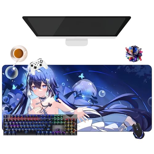 Honkai Impact Gaming-Mauspad, extra groß, XL (35,4 x 15,7 x 0,12 Zoll) | für Büro, Studium & Zuhause | rutschfeste Unterseite + weiche Oberfläche (1) von CSYJYMCFX