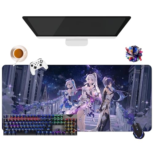 Honkai Impact Gaming-Mauspad, extra groß, XL (35,4 x 15,7 x 0,12 Zoll) | für Büro, Studium & Zuhause | rutschfeste Unterseite + weiche Oberfläche (3) von CSYJYMCFX