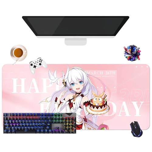 Honkai Impact Gaming-Mauspad, extra groß, XL (35,4 x 15,7 x 0,12 Zoll) | für Büro, Studium & Zuhause | rutschfeste Unterseite + weiche Oberfläche (4) von CSYJYMCFX