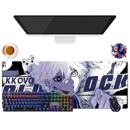 Japanisches Mauspad, Anime, Blue Lock | extra großes Gaming-Mauspad XL (31,5 x 11,8 x 0,12 Zoll) | für Büro, Studium & Zuhause | rutschfeste Unterseite + weiche Oberfläche (2) von CSYJYMCFX