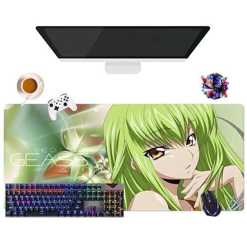 Japanisches Mauspad, Anime, Code Geass C.C. | extra großes Gaming-Mauspad XL (35,4 x 15,7 x 0,12 Zoll) | Verwendung im Büro, Studium & Zuhause | rutschfeste Unterseite + weiche Oberfläche (10) von CSYJYMCFX