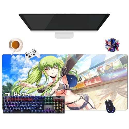 Japanisches Mauspad, Anime, Code Geass C.C. | extra großes Gaming-Mauspad XL (35,4 x 15,7 x 0,12 Zoll) | Verwendung im Büro, Studium & Zuhause | rutschfeste Unterseite + weiche Oberfläche (7) von CSYJYMCFX