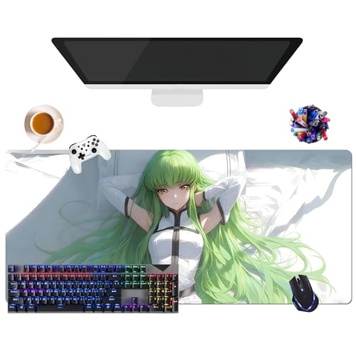Japanisches Mauspad, Anime, Code Geass C.C. | extra großes Gaming-Mauspad XL (35,4 x 15,7 x 0,12 Zoll) | Verwendung im Büro, Studium & Zuhause | rutschfeste Unterseite + weiche Oberfläche (9) von CSYJYMCFX