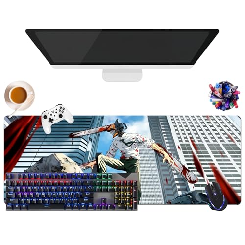 Japanisches Mauspad, Motiv Anime Chainsaw Man Makima, extra groß, XL (31,5 x 11,8 x 0,12 Zoll) | für Büro, Studium & Zuhause | rutschfeste Unterseite + weiche Oberfläche (1) von CSYJYMCFX