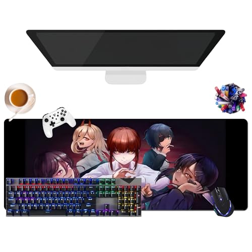 Japanisches Mauspad, Motiv Anime Chainsaw Man Makima, extra groß, XL (31,5 x 11,8 x 0,12 Zoll) | für Büro, Studium & Zuhause | rutschfeste Unterseite + weiche Oberfläche (3) von CSYJYMCFX