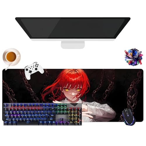 Japanisches Mauspad, Motiv Anime Chainsaw Man Makima, extra groß, XL (31,5 x 11,8 x 0,12 Zoll) | für Büro, Studium & Zuhause | rutschfeste Unterseite + weiche Oberfläche (5) von CSYJYMCFX