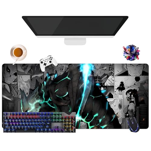 Japanisches Mauspad Anime Kaiju Nr. 8. Extra großes Gaming-Mauspad, XL (35,4 x 15,7 x 0,12 Zoll) | für Büro, Studium & Zuhause | rutschfeste Unterseite + weiche Oberfläche (2) von CSYJYMCFX