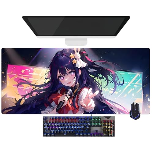 Japanisches Mauspad Anime Oshi No KO Hoshino AI Rubii | extra großes Gaming-Mauspad XL (35,4 x 15,7 x 0,12 Zoll) | für Büro, Studium & Zuhause | rutschfeste Unterseite + weiche Oberfläche (1) von CSYJYMCFX
