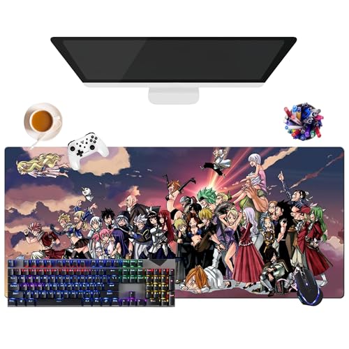 Japanisches Mauspad mit Fairy Tail Lucy, extra großes Gaming-Mauspad, XL (35,4 x 15,7 x 0,12 Zoll) | für Büro, Studium & Zuhause | rutschfeste Unterseite + weiche Oberfläche (2) von CSYJYMCFX
