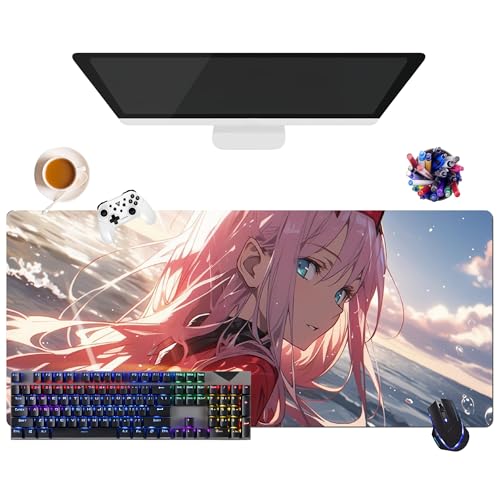 Mauspad Anime Darling in The Franxx | extra großes Gaming-Mauspad XL (35,4 x 15,7 x 0,12 Zoll) | für Büro, Studium & Zuhause | rutschfeste Unterseite + weiche Oberfläche (2) von CSYJYMCFX