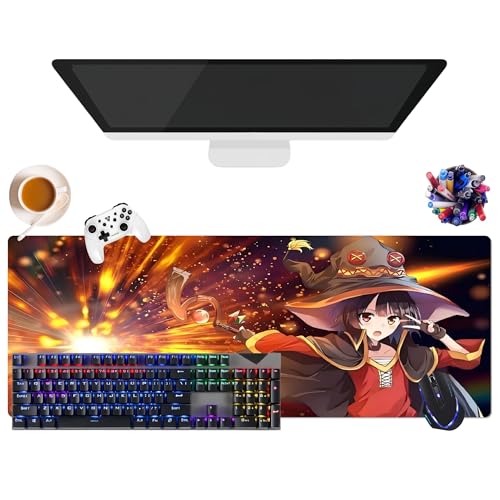 Mauspad Anime Konosuba Blessing Wonderful World Megumin | Gaming-Mauspad XL (31,5 x 11,8 x 0,12 Zoll) | Verwendung im Büro, Studium & Zuhause | rutschfeste Unterseite + weiche Oberfläche (3) von CSYJYMCFX