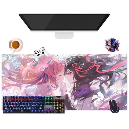 Mauspad Anime Puella Magi Madoka Magica. | extra großes Gaming-Mauspad XL (35,4 x 15,7 x 0,12 Zoll) | für Büro, Studium & Zuhause | rutschfeste Unterseite + weiche Oberfläche (4) von CSYJYMCFX