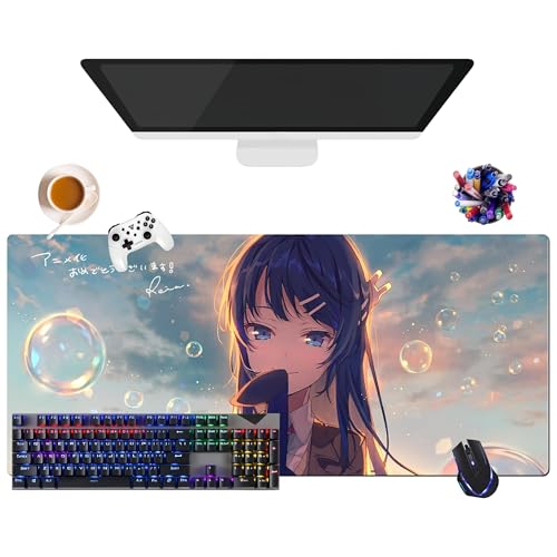 Mauspad Anime Rascal Does Not Dream of Bunny Girl Senpai Sakurajima Mai | Mauspad XL (35,4 x 15,7 x 0,12 Zoll) | für Büro, Studium & Zuhause | rutschfeste Unterseite + weiche Oberfläche (1) von CSYJYMCFX