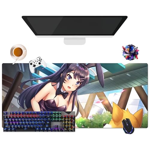 Mauspad Anime Rascal Does Not Dream of Bunny Girl Senpai Sakurajima Mai | Mauspad XL (35,4 x 15,7 x 0,12 Zoll) | für Büro, Studium & Zuhause | rutschfeste Unterseite + weiche Oberfläche (4) von CSYJYMCFX