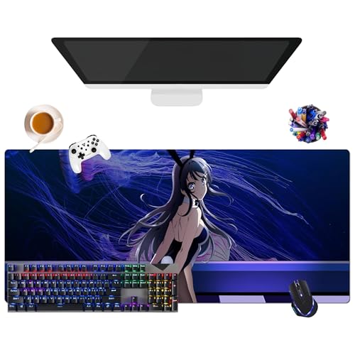 Mauspad Anime Rascal Does Not Dream of Bunny Girl Senpai Sakurajima Mai | Mauspad XL (35,4 x 15,7 x 0,12 Zoll) | für Büro, Studium & Zuhause | rutschfeste Unterseite + weiche Oberfläche (5) von CSYJYMCFX